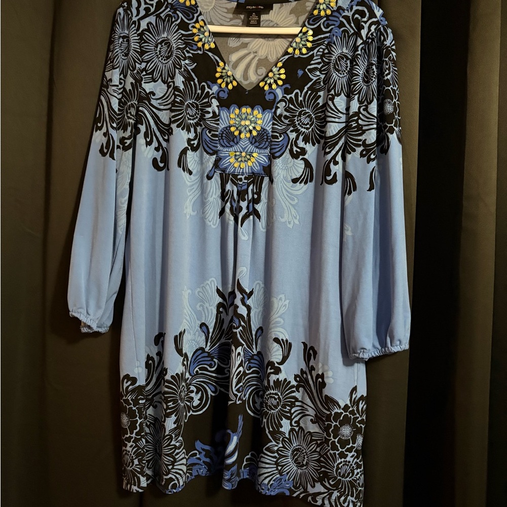 Style & Co. Blue and Black Floral Tunic